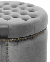 Luxurious Velvet Ottoman with Studded Rim for Comfort and Style