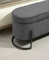 Simplie Fun Storage Ottoman, Bedroom End Bench, Upholstered Fabric Storage Ottoman with Safety Hinge, Entryway Padded Footstool, Ottoman Bench for Liv