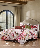 Bebejan Leaves on Linen Bedding 5 Piece Queen Size Reversible Comforter Set