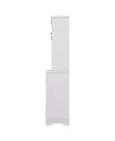 Coffee Bar Cabinet Kitchen Cabinet with Storage, Farmhouse Wine Cabinet with Drawers shelves and cabinets, Buffet Cabinet Wine & Glass Racks for Dinin