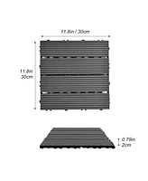 Wood Plastic Composite Deck Tiles Set of 20pcs, Composite Decking Resist Rust, Water, Weather, Indoor&Outdoor, Easy to Diy & Maintain, Ideal for Patio