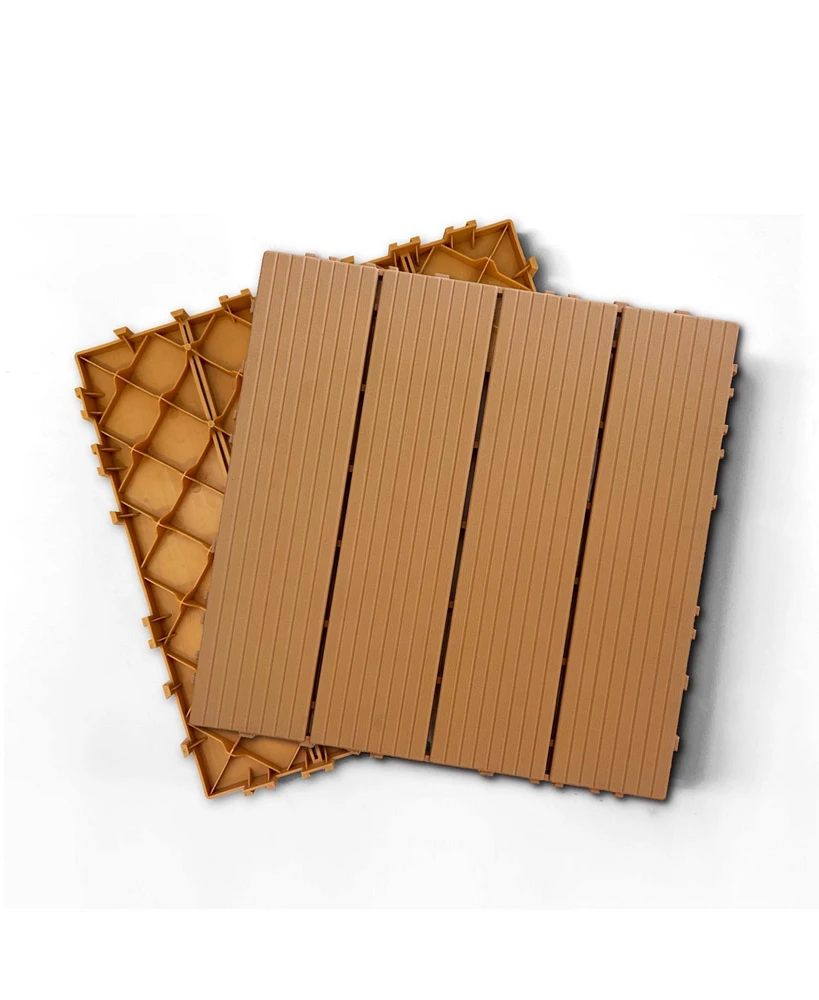 Streamdale Furniture Plastic Composite Deck Tiles Set of 35pcs, Composite Decking Resist Rust, Water, Weather, Indoor&Outdoor, Easy to Diy & Maintain,