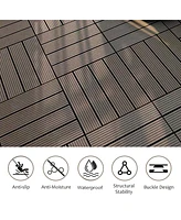 Streamdale Furniture Wood Plastic Composite Deck Tiles Set of 20pcs, Composite Decking Resist Rust, Water, Weather, Indoor&Outdoor, Easy to Diy & Main