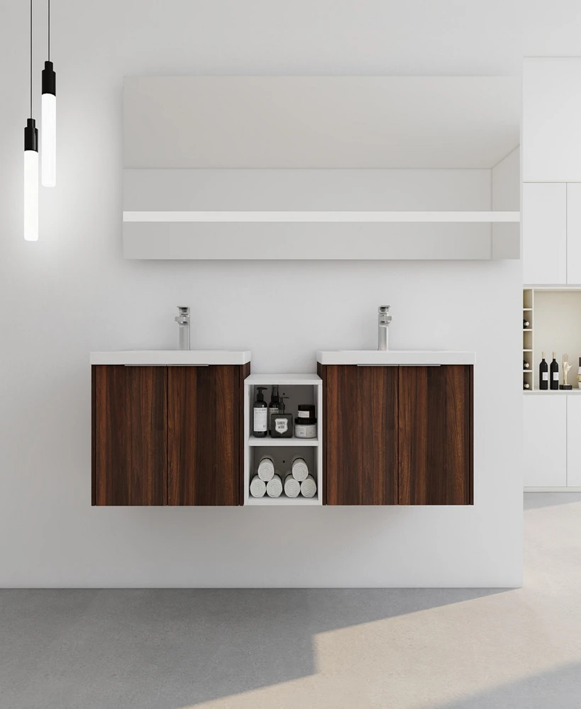 Eco-Friendly 60" Bathroom Vanity with Soft-Close Doors and Ample Storage