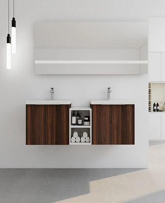 Eco-Friendly 60" Bathroom Vanity with Soft-Close Doors and Ample Storage