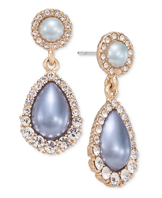 Charter Club Gold-Tone Pave & Color Imitation Pearl Drop Earrings, Created for Macy's