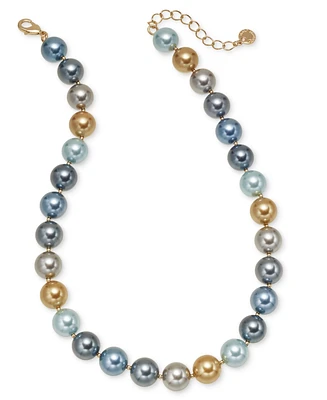 Charter Club Gold-Tone Bead & Color Imitation Pearl All-Around Collar Necklace, 16" + 2" extender, Created for Macy's