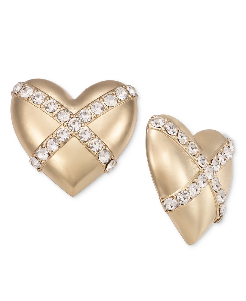 I.n.c. International Concepts Gold-Tone Pave Heart Stud Earrings, Created for Macy's