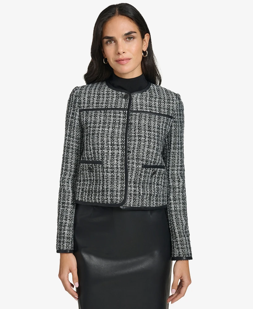 Calvin Klein Petite Round-Neck Long-Sleeve Blazer