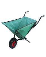 Simplie Fun Collapsible Wheelbarrow 176 lbs Folding Yard Garden Wheelbarrow Foldable Lightweight Gardening Heavy Duty Oxford Cloth Green Lawn Cart for