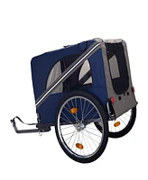 Streamdale Furniture Dog Bike Trailer, Breathable Mesh Dog Cart with 3 Entrances, Safety Flag, 8 Reflectors, Folding Pet Carrier Wagon with 20 Inch Wh