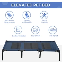 48" x 36" Breathable Elevated Dog Bed Portable Pet Cot, Raised Pet Bed w/ Carry Bag Metal Frame Breathable Mesh Indoor and Outdoor Dark Blue