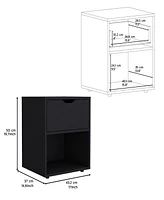 Adak Nightstand End Table with One Open Shelf 19.7"H