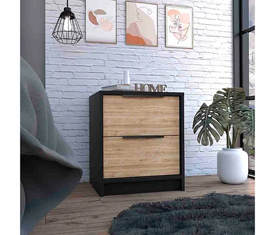 Depot E-shop Egeo Nightstand, Two Drawers, Superior Top