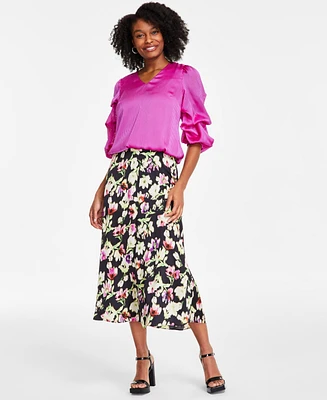 Vince Camuto Women's Floral-Print A-Line Midi Skirt