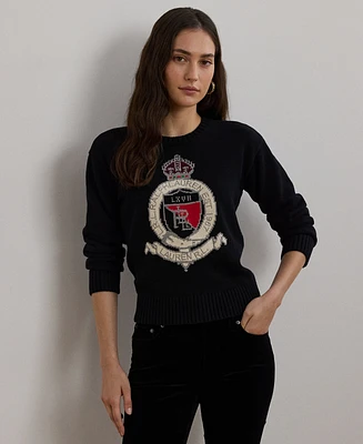 Lauren Ralph Petite Intarsia-Knit Crest Sweater