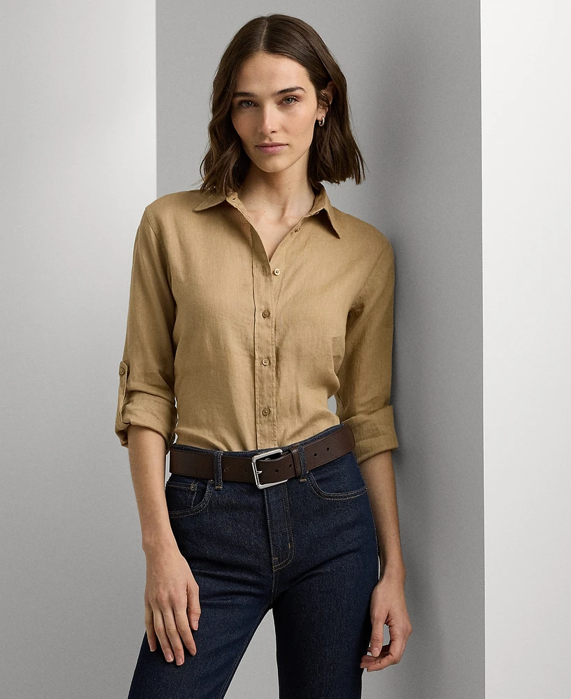 Lauren Ralph Petite 100% Linen Relaxed-Fit Shirt