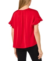 CeCe Women's Short-Sleeve Flutter Blouse