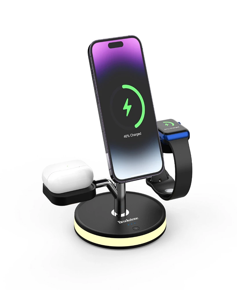 Brookstone 3-in-1 Magsafe Wireless Charging Tree for iPhone, Airpods, and Apple Watch.