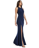 Dress the Population Women's Paige Side-Slit Halter Gown