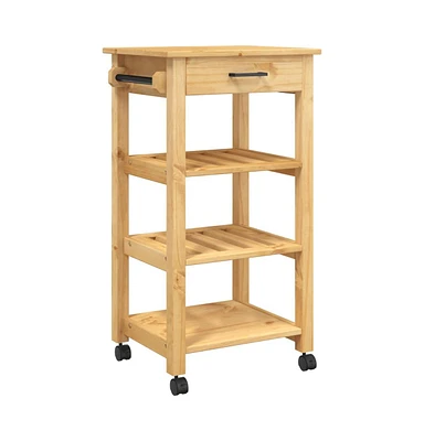 vidaXL Kitchen Trolley Monza 18.9"x15.7"x35.4" Solid Wood Pine