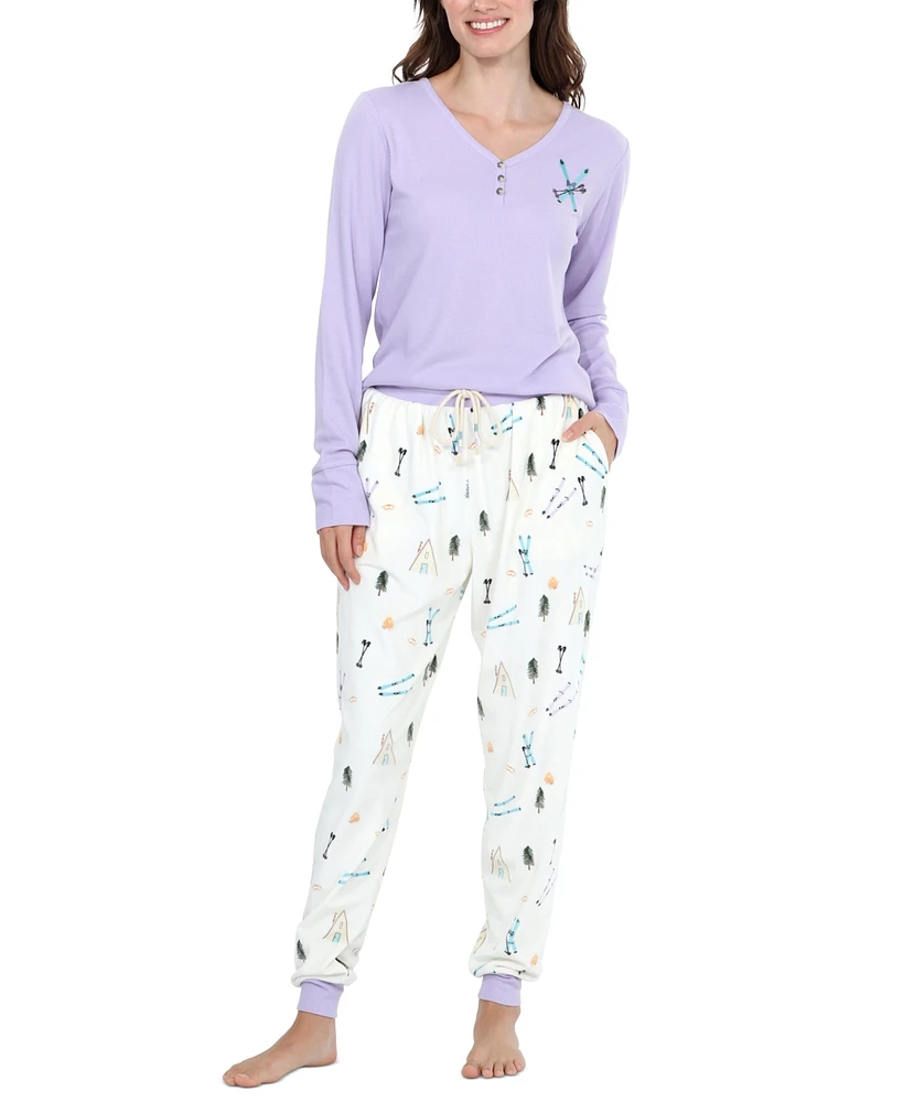 Honeydew Women's Travel Day Henley Fleece Pajama Set