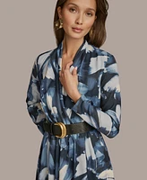 Donna Karan New York Women's Printed Belted A-Line Dress