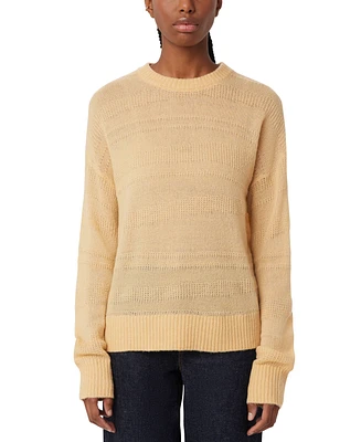 Frank and Oak Women's Openknit Stripe Crewneck Long-Sleeve Sweater