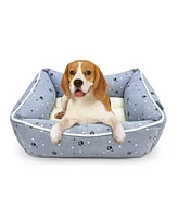 Paw & Decor Paws and DecorAll Over Paws & Dogs Cuddler Pet Bed, Stellar Design Printed Dog Cat Beds