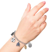 Star Wars Two-Tone Charm Bracelet - Stormtrooper, R2-D2, C-3PO Collectible Jewelry