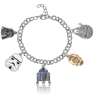 Star Wars Two-Tone Charm Bracelet - Stormtrooper, R2-D2, C-3PO Collectible Jewelry