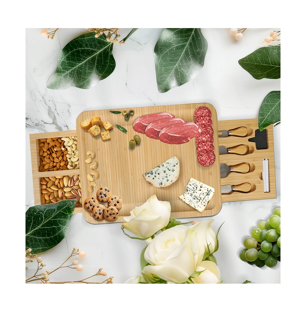 Bambusi Bambusi Charcuterie Board: Double Drawer Large Cheese Board