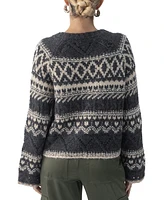 Sanctuary Women's Fair-Isle Crewneck Dropped-Shoulder Sweater