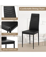 Gymax Modern Rectangular Kitchen Table Set w/ 4 Pvc Leather Dining Chairs Black
