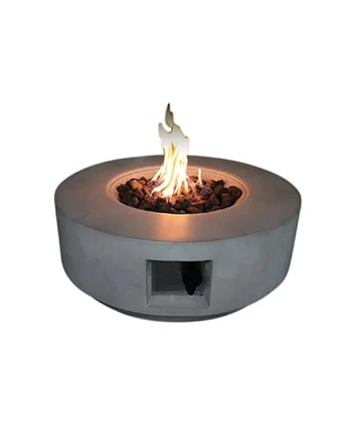 Mondawe 11" H x 30" W Fiber Reinforced Concrete Propane/Natural Gas Outdoor Fire Pit Table with Lid