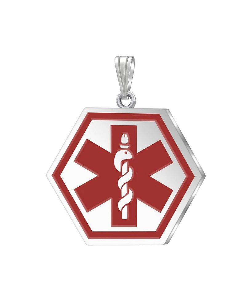 Drs, Inc. 925 Sterling Silver Hexagon Red Medical Pendant, 1.25 inch