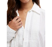 Free People Women's Tuxy Vibes Pintuck Cotton Shirt