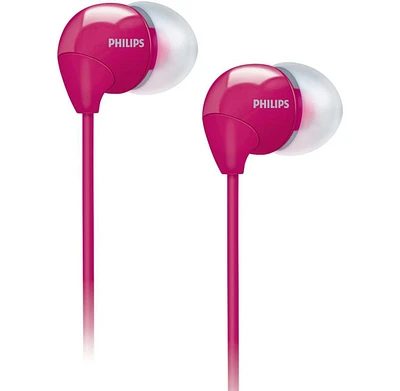 Philips Pink Wired Headphones with Mic - Compact Design, Clear Sound, Lightweight, Comfortable Fit, Tangle-Resistant Cable, 3.5mm Jack