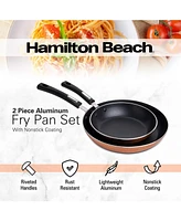 Hamilton Beach Aluminum Fry Pan 2pc Set 9 & 11 Inch with Riveted Fixed Handle, Nonstick Coating & T Box Packing, Ideal for Searing Sauteing, Easy to C