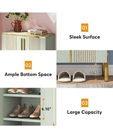 Tribesigns Shoe Cabinet with Doors, 6-Tier Shoe Storage Cabinet with Adjustable Shelves, Wooden Shoes Rack Shoe Storage Organizer for Entryway