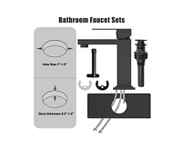 gaomon Bathroom Sink Faucet,Bathroom Sink Faucet for 1 or 3 Hole with Pop Up Drain Stopper and Water Supply Hoses,Deck Plate Included