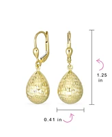 Bling Jewelry Classic Real 14K Yellow Gold Teardrop Drop Dangle Earrings