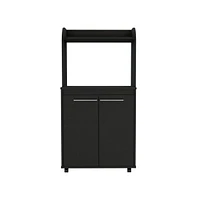 Depot E-Shop Lucca Kitchen Cart, Double Door Cabinet, One Open Shelf, Two Interior Shelves