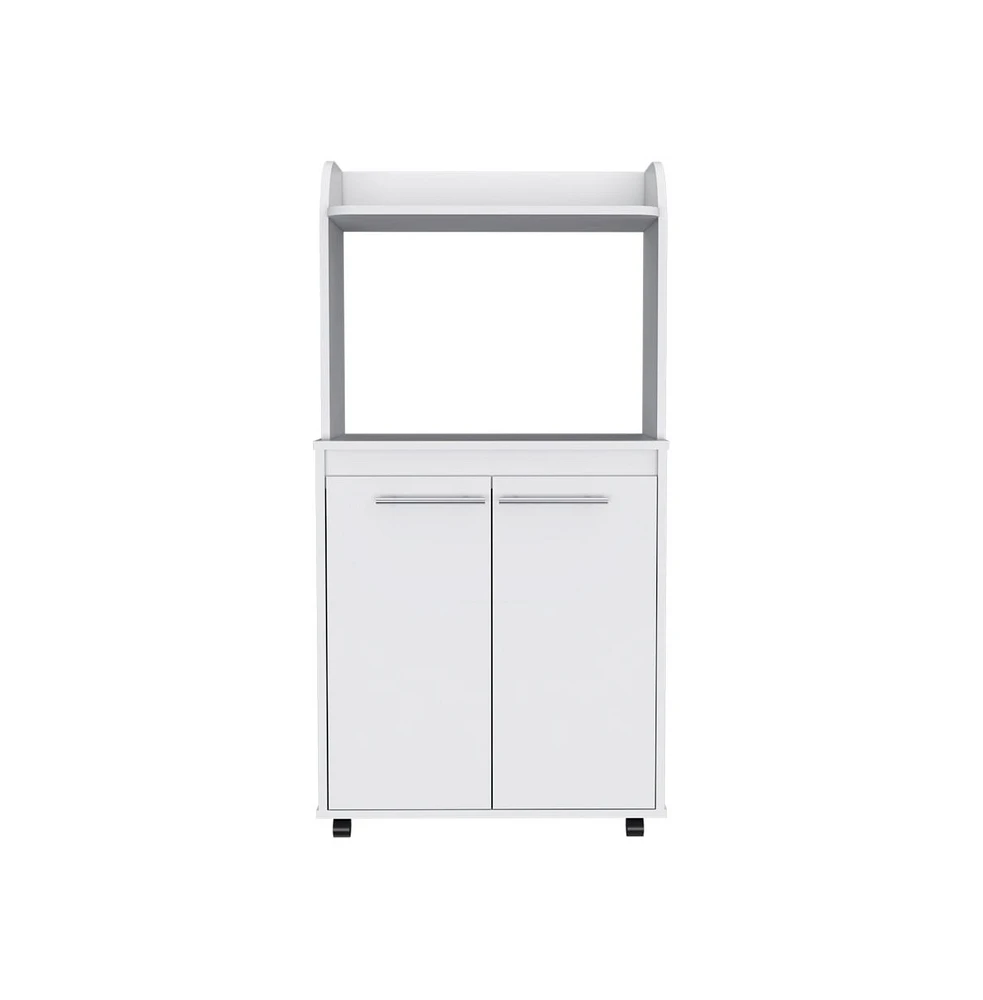 Depot E-shop Lucca Kitchen Cart, Double Door Cabinet, One Open Shelf, Two Interior Shelves