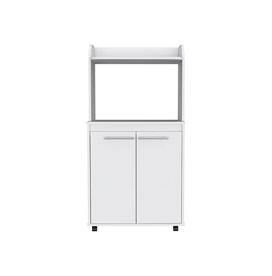 Depot E-shop Lucca Kitchen Cart, Double Door Cabinet, One Open Shelf, Two Interior Shelves