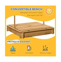 Slickblue Kids Sandbox with Cover for Safe Outdoor Play – Durable Design, Easy Cleanup, and Protection from Debris