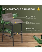 Streamdale Furniture 3 Piece Bar Height Outdoor Bistro Set for 2, Round Patio Pub Table 2 Bar Chairs with Comfortable Design & Strong Build, Tan