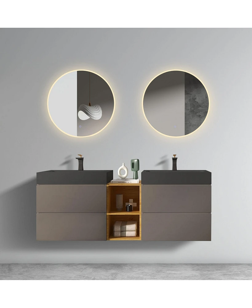 Alice 60" Space Grey Bathroom Vanity: Timeless Elegance, Enhanced Storage