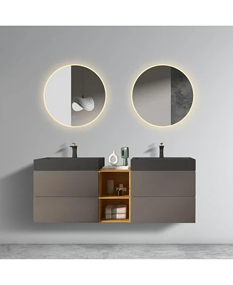 Alice 60" Space Grey Bathroom Vanity: Timeless Elegance, Enhanced Storage