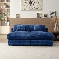 74.8" Modern Luxury Twins Sofa Couch for Living Room Quality Corduroy Upholstery Sleeper Sofa Bed Daybed Navy Blue